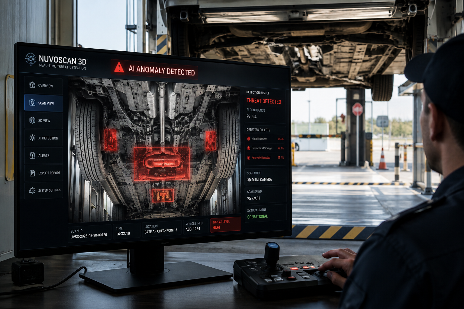 real-time threat detection under vehicle scanner system